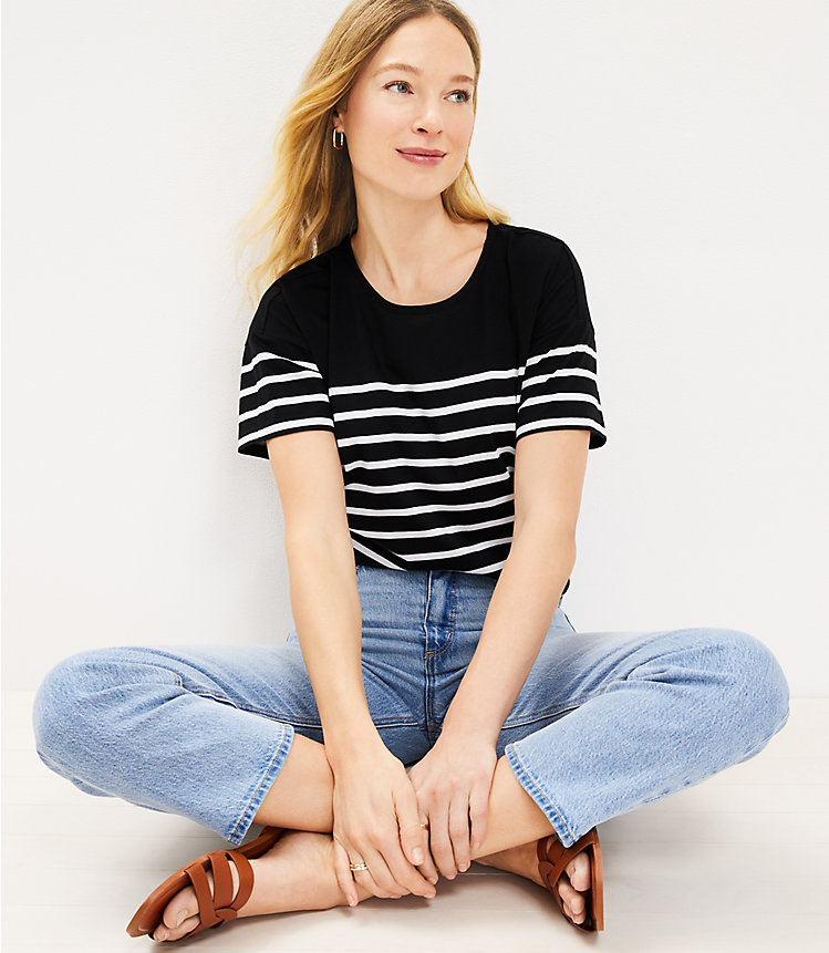 Striped Relaxed Crew Tee image number 1