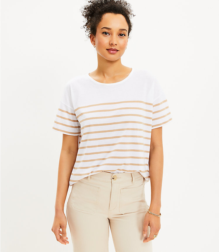 Striped Relaxed Crew Tee image number null