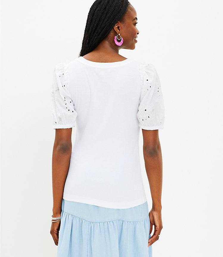 Eyelet Smocked Bubble Sleeve Top image number null