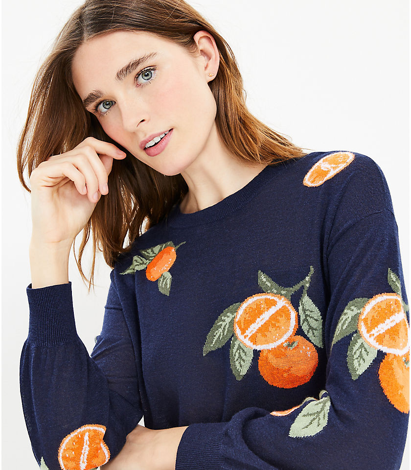 Orange Draped Sleeve Sweater