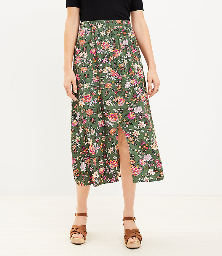 Country Garden Button Pull On Midi Skirt image number 1