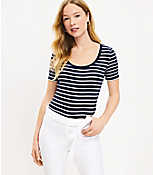 Striped Scoop Neck Perfect Tee carousel Product Image 1