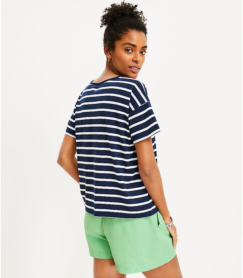 Oar Embroidered Stripe Relaxed Crew Tee