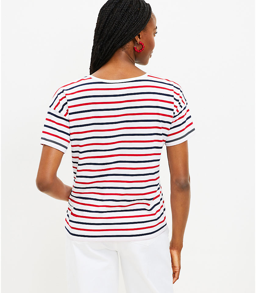 Star Embroidered Stripe Relaxed Crew Tee