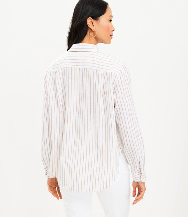 Stripe Linen Blend Relaxed Everyday Shirt