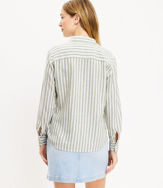 Striped Tie Front Everyday Shirt