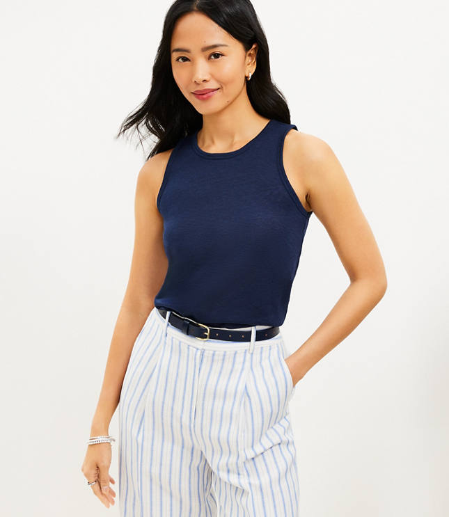 Linen Blend Racerback Tank Top