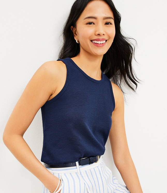 Linen Blend Racerback Tank Top
