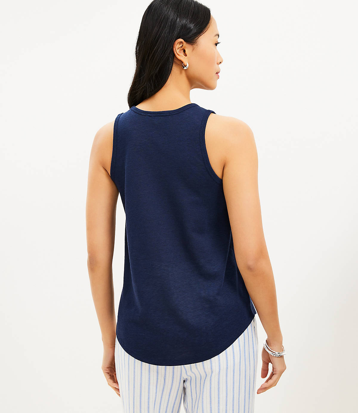 Linen Blend Racerback Tank Top image number 2