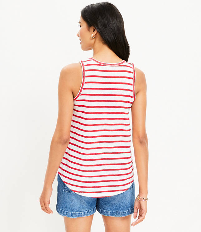 Stripe Linen Blend Racerback Tank Top