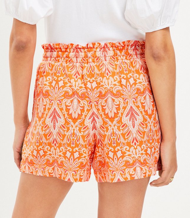 Pull On Linen Blend Shorts in Paisley