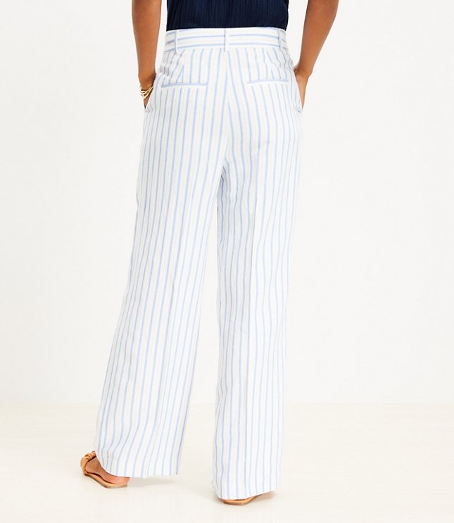 Peyton Trouser Pants in Striped Linen Blend