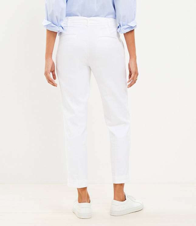 Curvy Devin Tie Waist Slim Pants in Twill