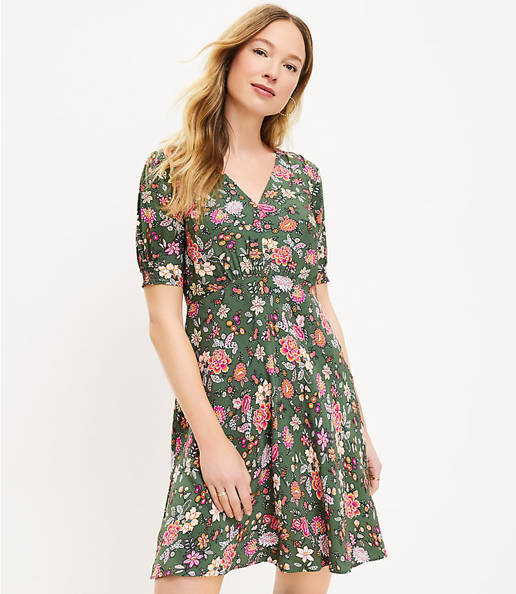 Country Garden Puff Sleeve V-Neck Dress image number 0