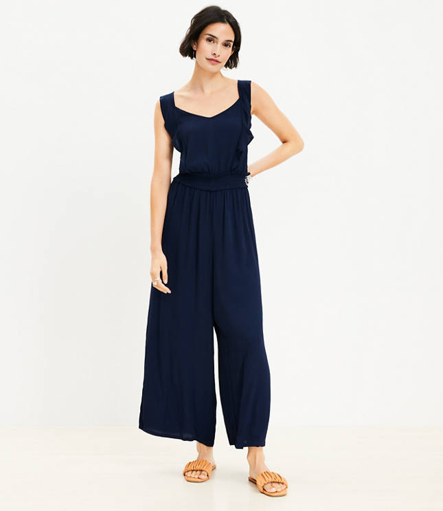 Smocked Waist Ruffle Jumpsuit