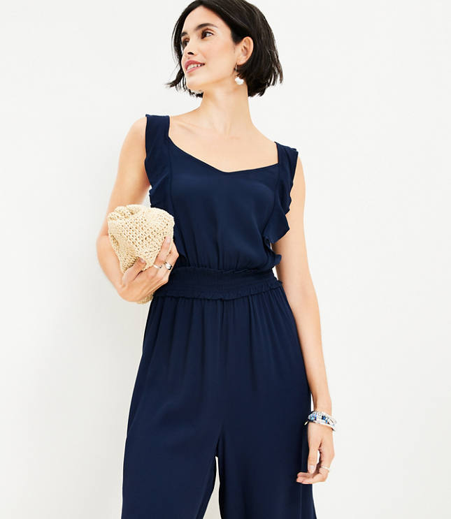 Smocked Waist Ruffle Jumpsuit