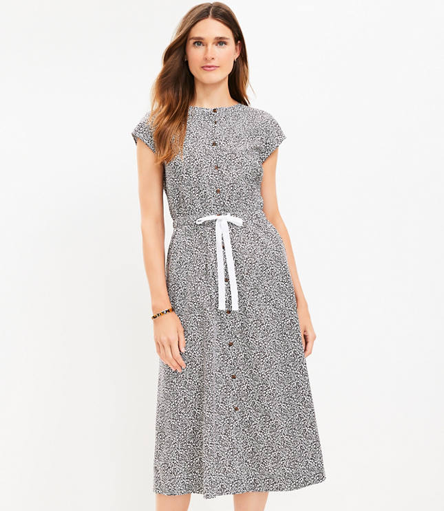 Cheetah Print Utility Midi Shirtdress