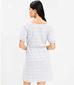Striped Jacquard Puff Sleeve Dress