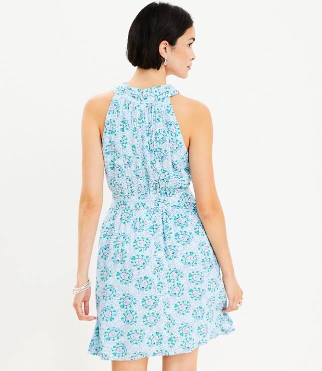 Bloom Crossover Halter Dress - Aqua Glow