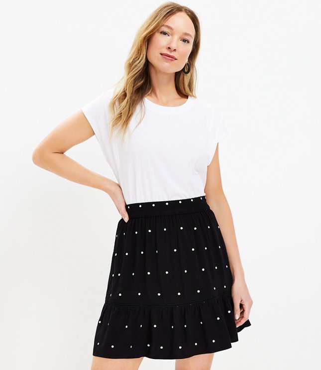 Embroidered Linen Cotton Shift Skirt