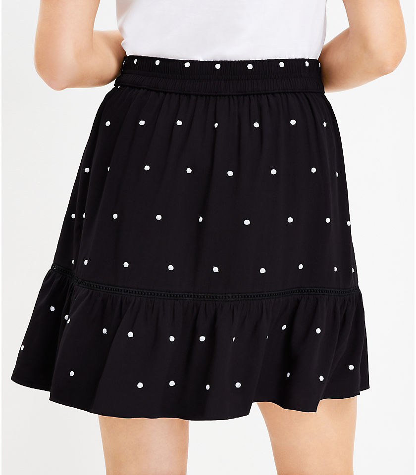 Dot Embroidered Flounce Skirt