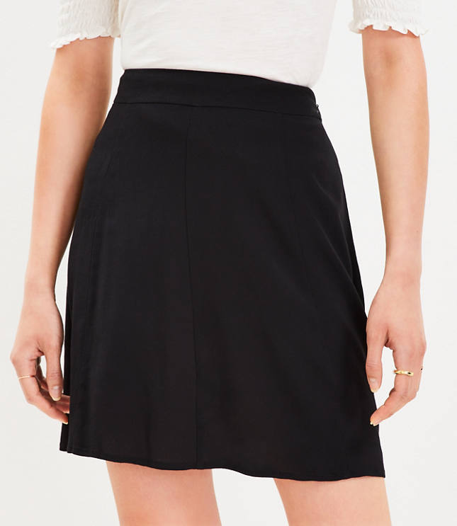 Seamed Belted Cotton Linen Skirt