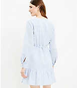 Striped Tab Sleeve Button Flounce Dress carousel Product Image 3