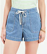 Denim Utility Shorts in Blue White Stripe carousel Product Image 2