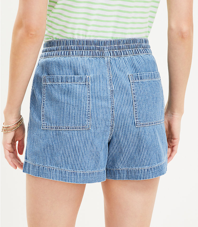 Denim Utility Shorts in Blue White Stripe image number 2
