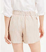 Pleated Pull On Shorts in Striped Linen Blend carousel Product Image 3