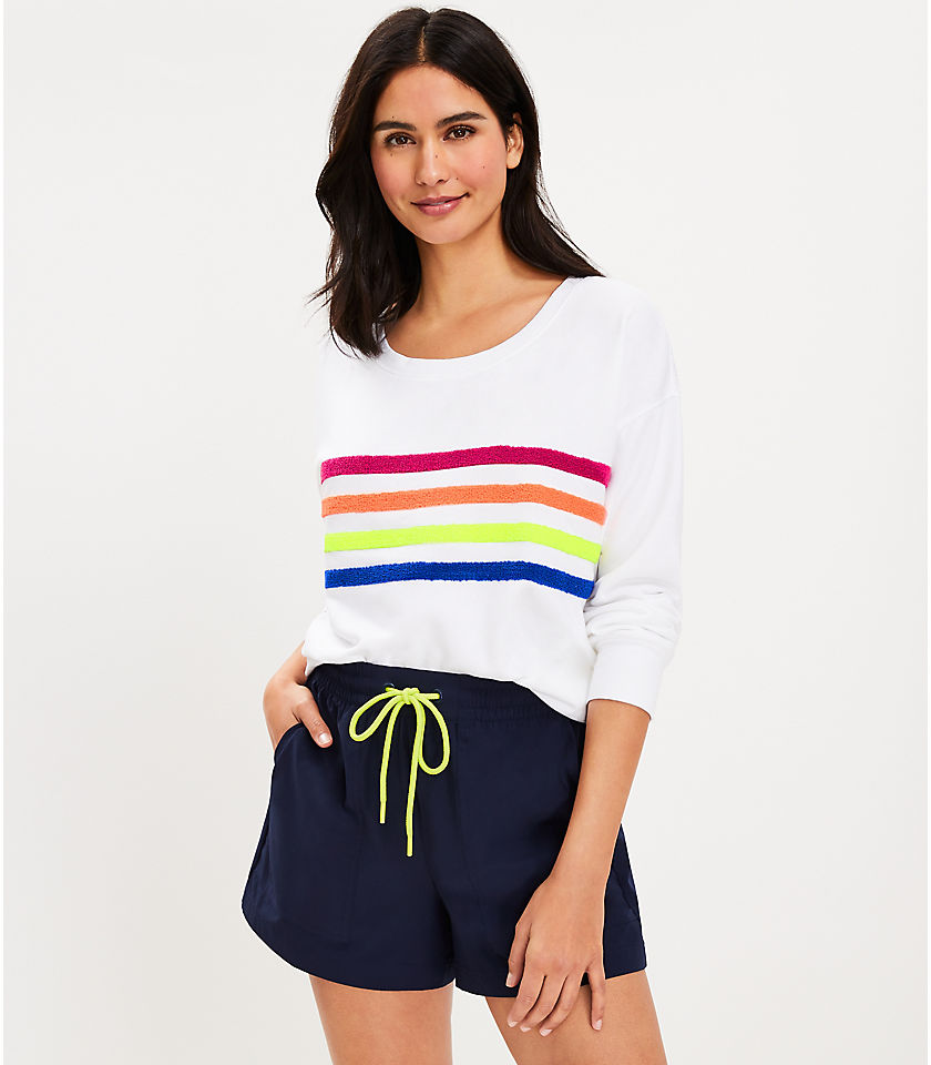 Lou & Grey Rainbow Stripe Cozy Cotton Terry Sweatshirt