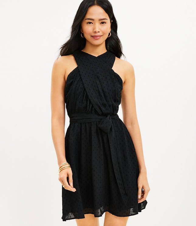 Sosandar - Our Black Cross Front Halter Neck Dress is the