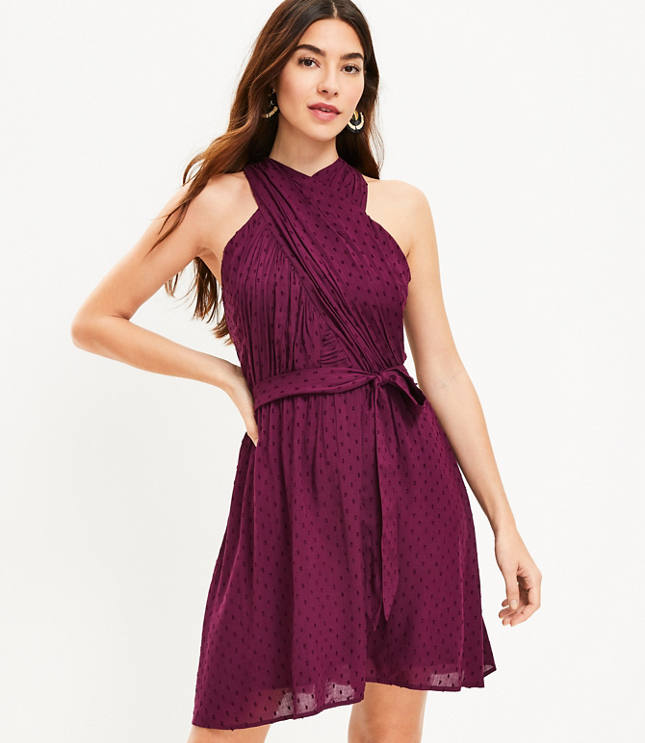 Halter-neck dress with ruffle details