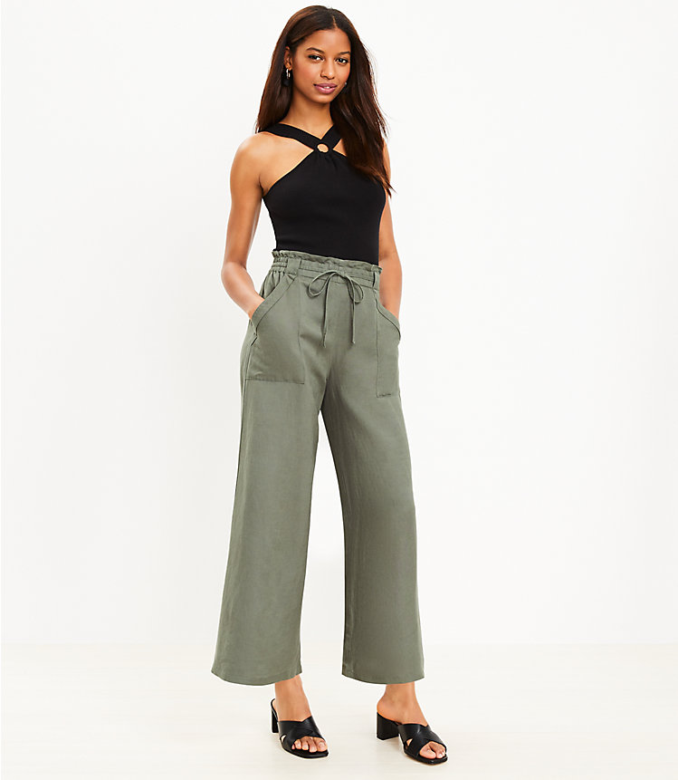 Tall Pull On Linen Blend Wide Leg Pants image number 1