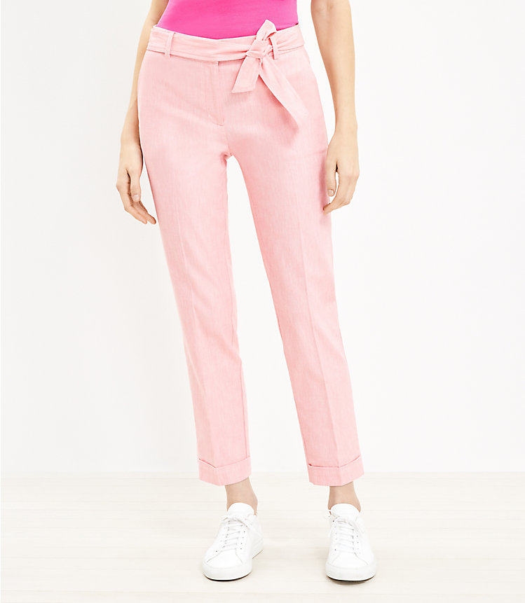 Tall Devin Tie Waist Slim Pants in Twill image number null