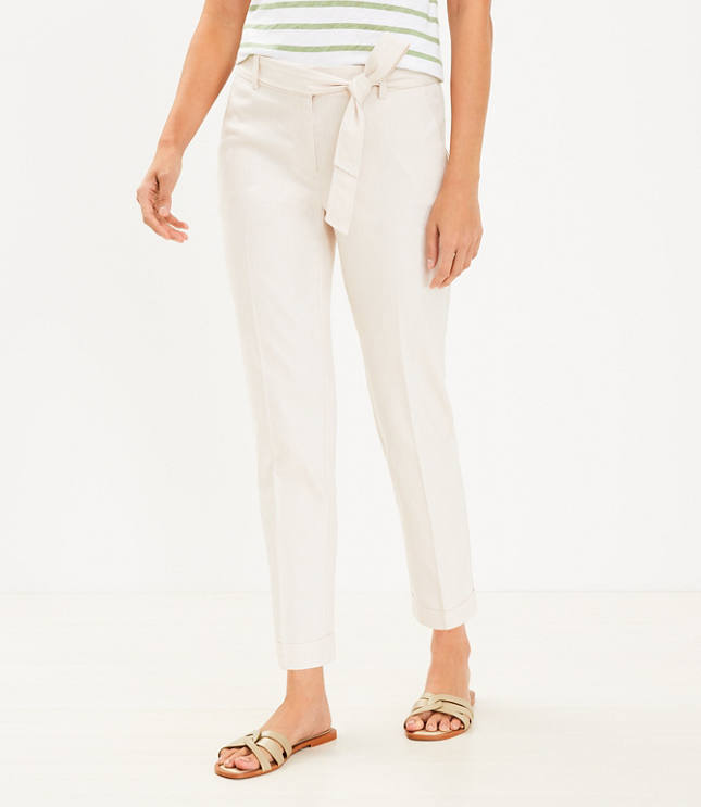 Tall Devin Tie Waist Slim Pants in Twill