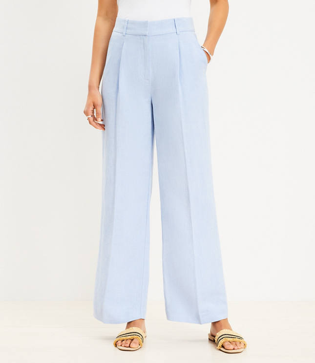 Tall Belted Pants in Stripe - Blue White