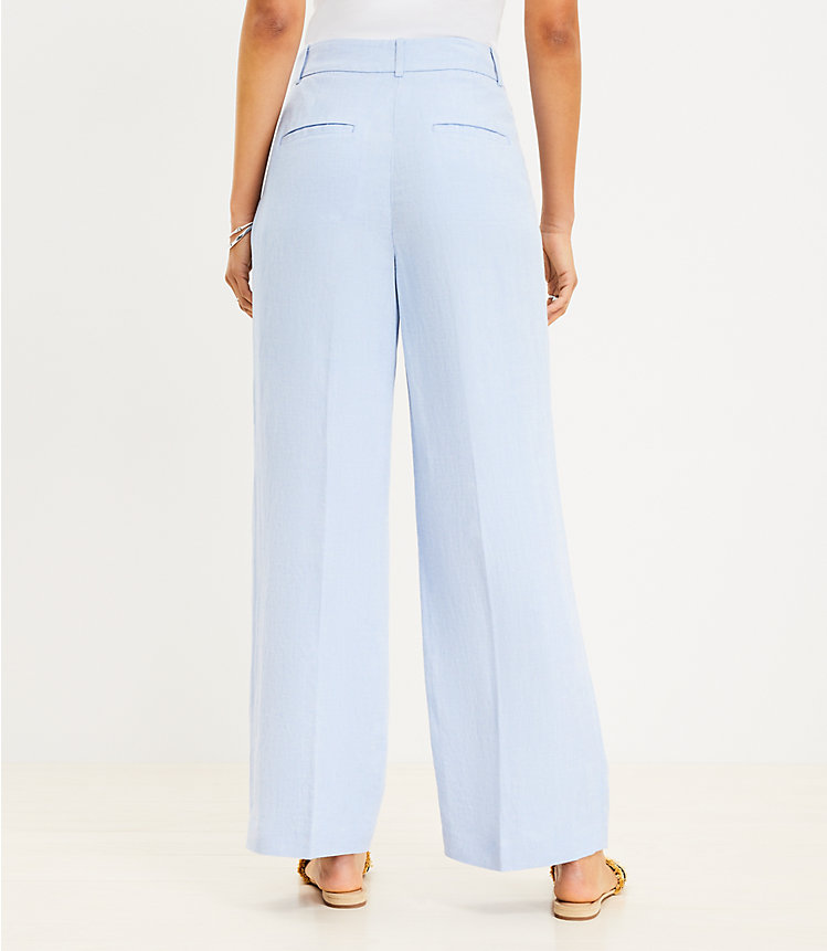 Curvy Peyton Trouser Pants in Chambray Linen Blend image number null