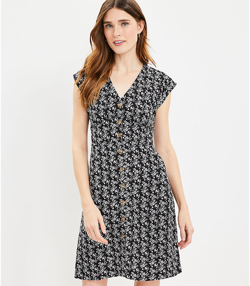 Bloom Button Flare Dress