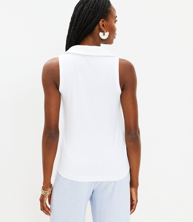 Ribbed Collared Tank Top