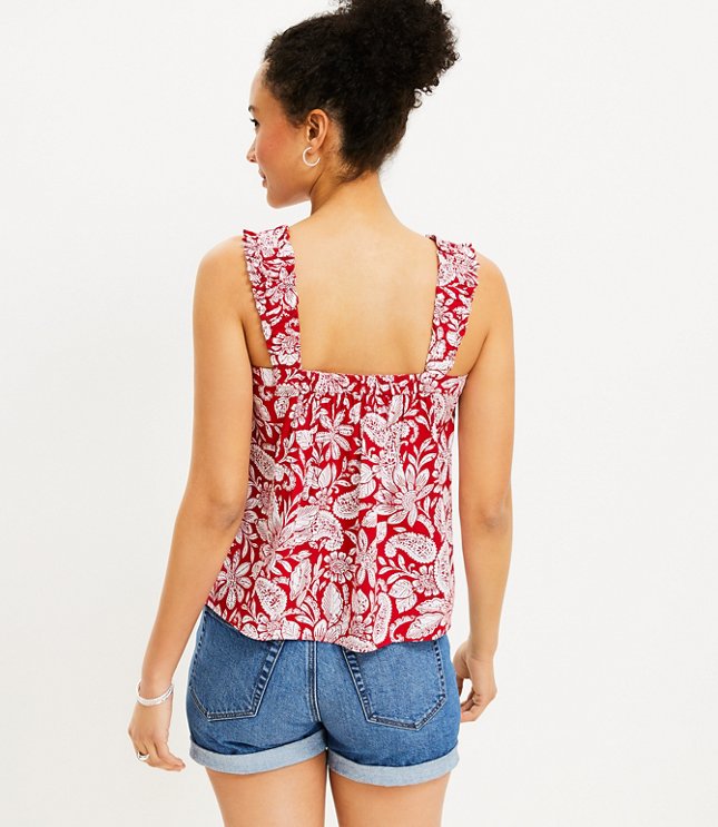 Paisley Ruched Strap Cami