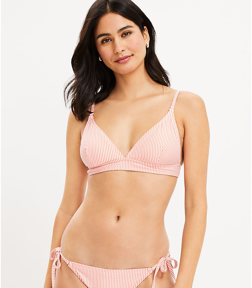 LOFT Beach Striped Seersucker Triangle Bikini Top