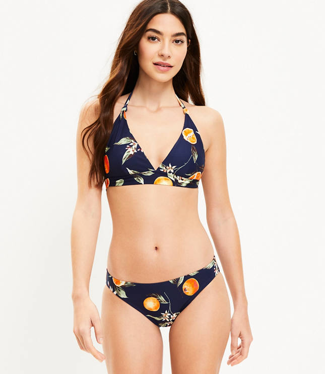 LOFT Beach Orange Harvest Plunge One Piece Swimsuit