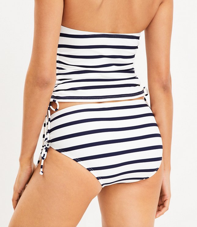 LOFT Beach Striped Side Tie Shirred Bikini Bottom