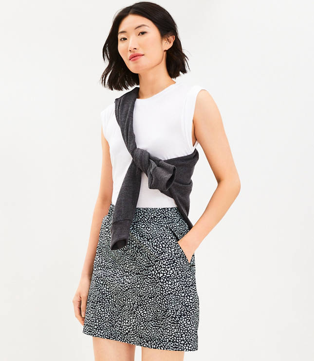 Lou & Grey Cheetah Print Wanderweave Zip Pocket Skort