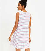 Dotted Stripe Button V-Neck Swing Dress carousel Product Image 3