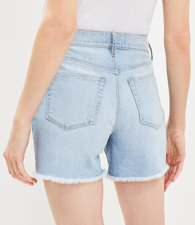 High Waist Cut Out Pocket Detail Jean Short