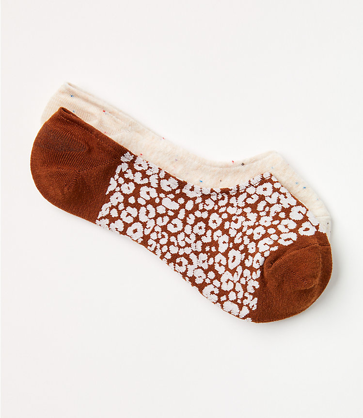Animal Print & Flecked No Show Sock Set image number null