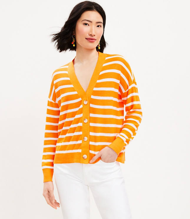 Striped V-Neck Cardigan