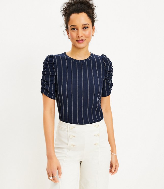 Jacquard Cinched Sleeve Top